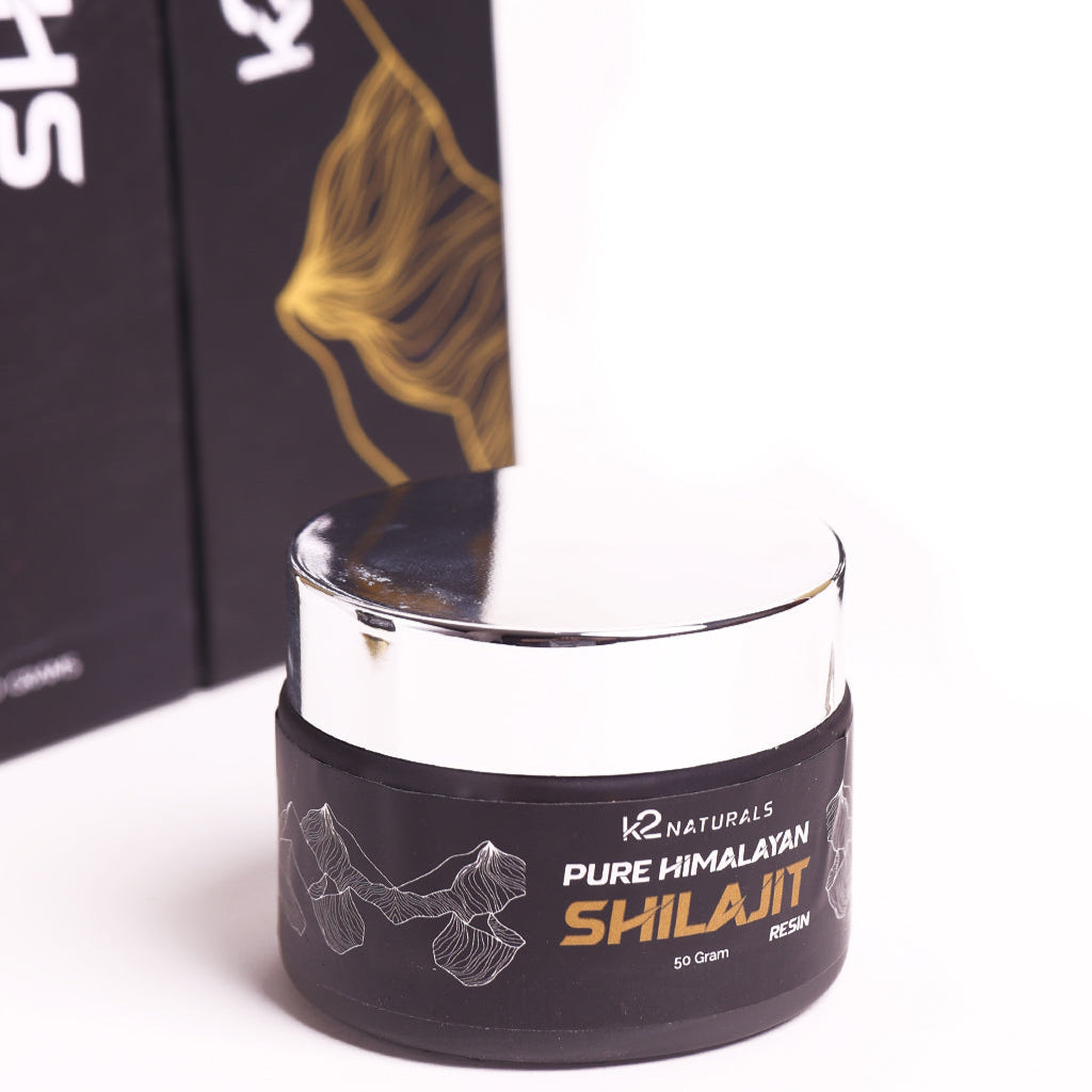 K2 Naturals Shilajit product with packaging in the background