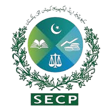 Logo of SECP with green and blue design elements